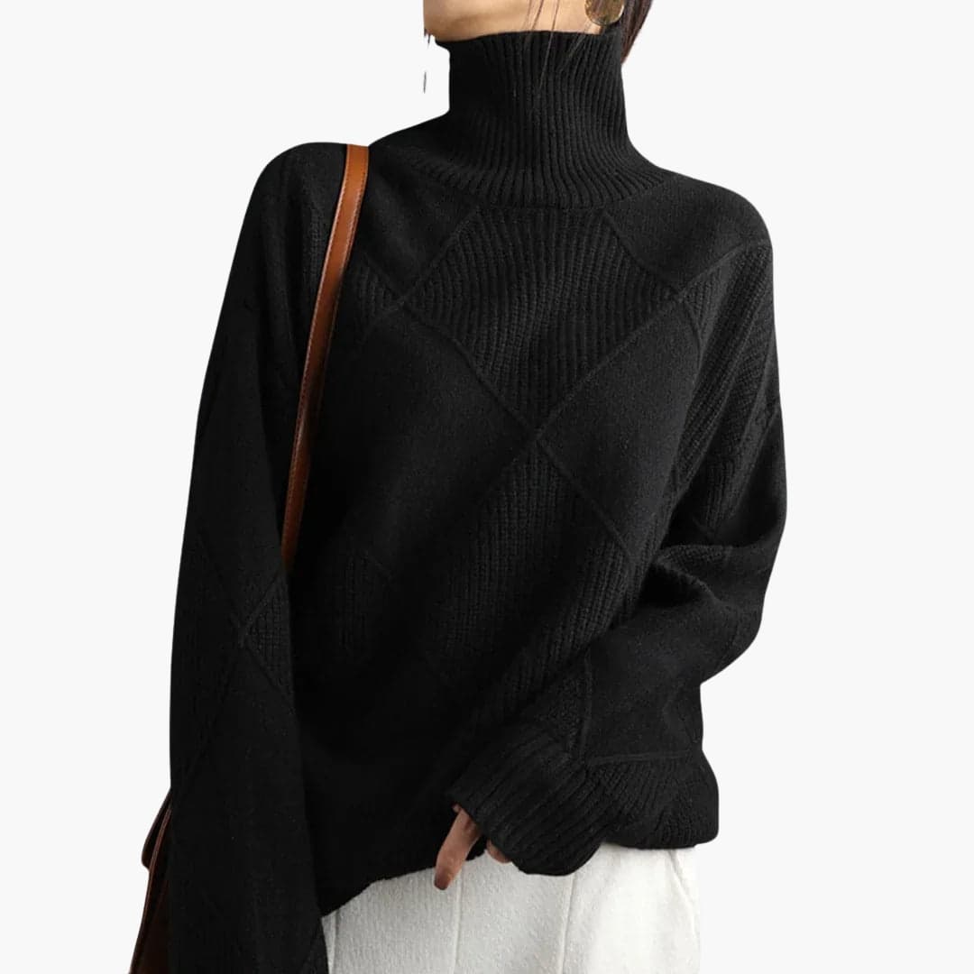 Diamond Pattern Turtleneck Sweater for Women