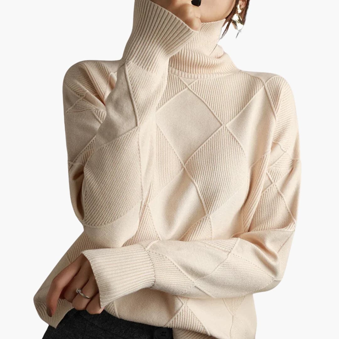 Diamond Pattern Turtleneck Sweater for Women