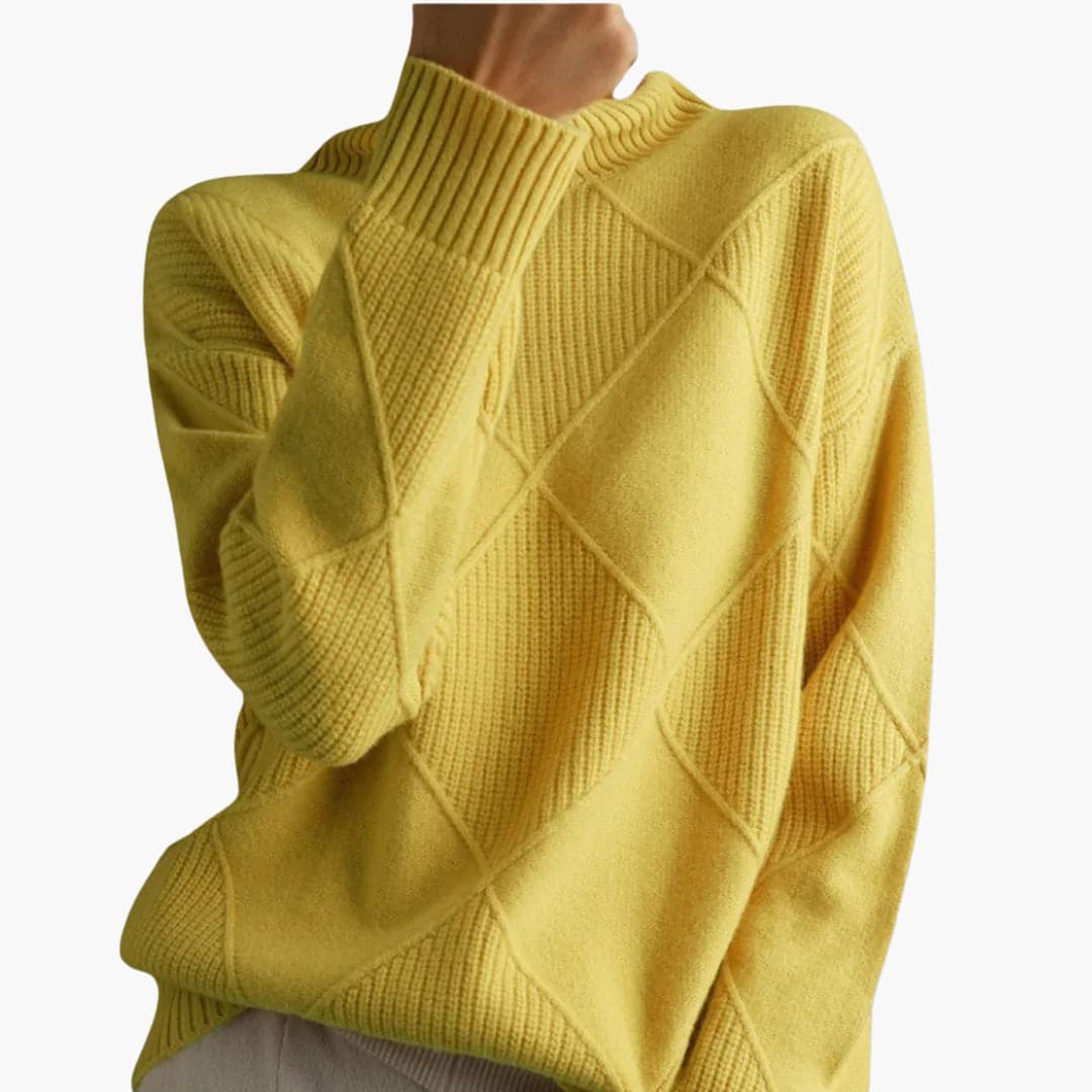 Diamond Pattern Turtleneck Sweater for Women