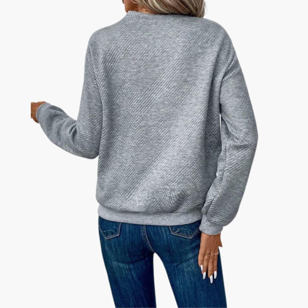 Button Neck Long Sleeve Sweater for Women