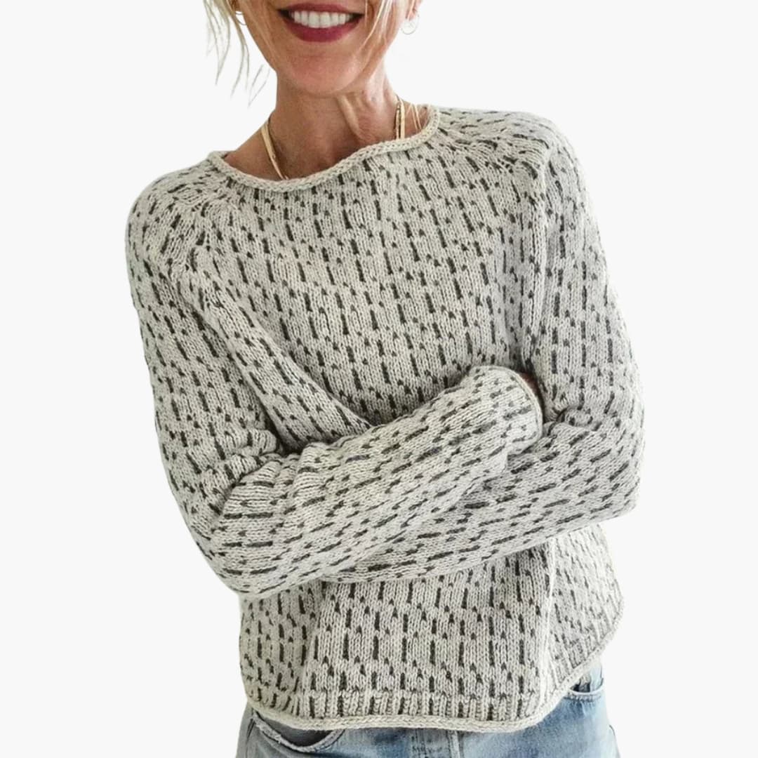 Patterned Crew Neck Sweater for Women