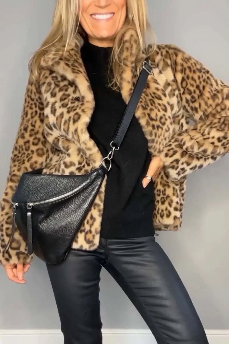 Rochelle | Women’s Leopard Print Faux Fur Coat