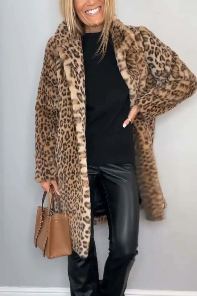 Rochelle | Women’s Leopard Print Faux Fur Coat