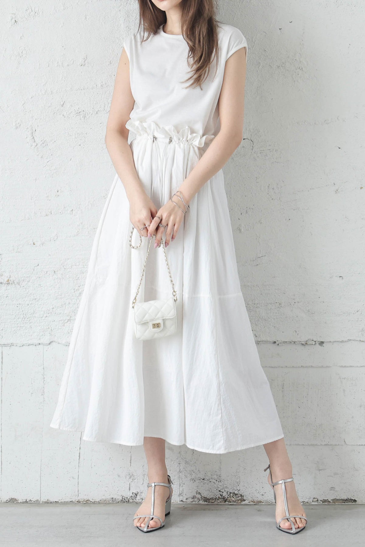 Women’s Sleeveless Maxi Dress – Cotton Top Nylon Flared Dress