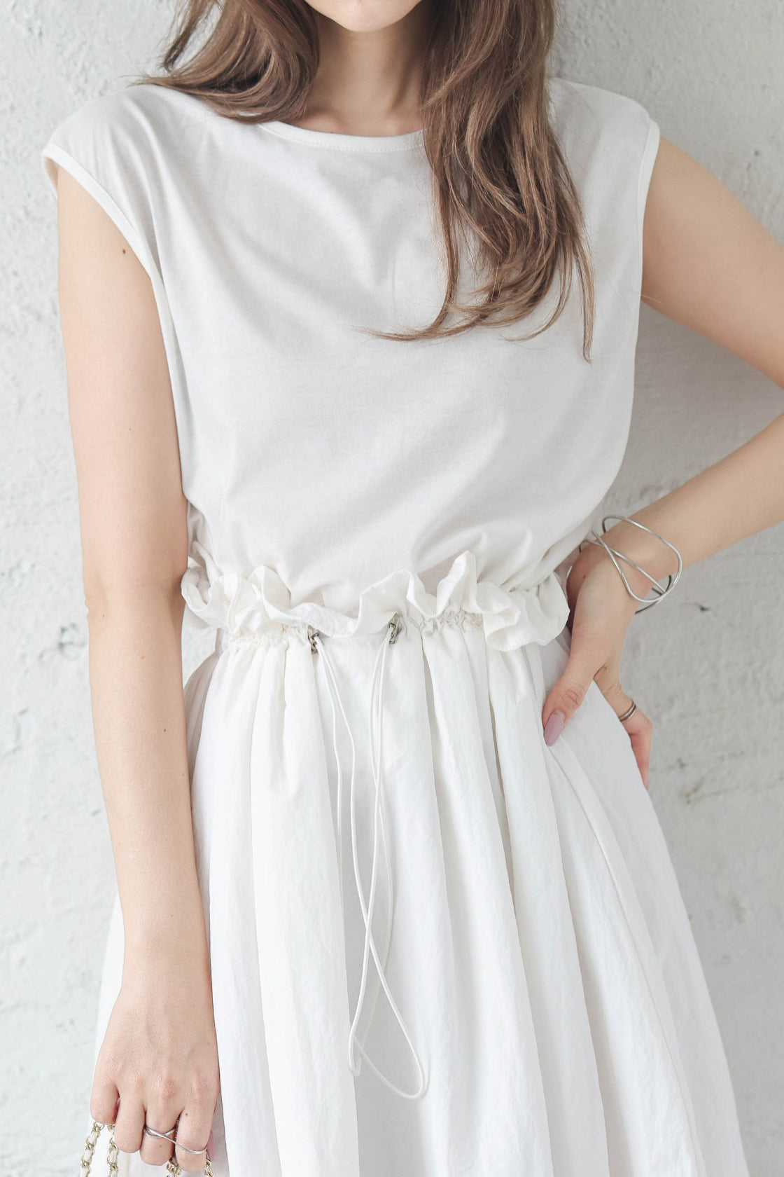 Women’s Sleeveless Maxi Dress – Cotton Top Nylon Flared Dress