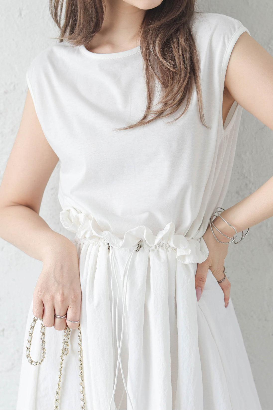Women’s Sleeveless Maxi Dress – Cotton Top Nylon Flared Dress
