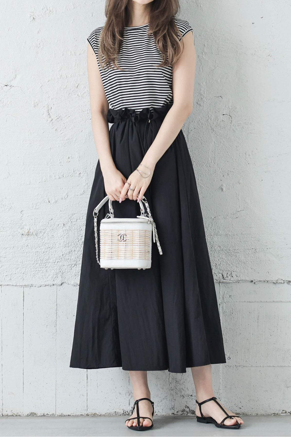 Women’s Sleeveless Maxi Dress – Cotton Top Nylon Flared Dress