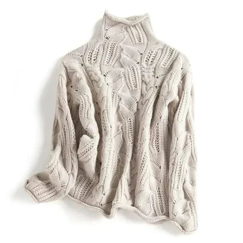 BETTINA - turtleneck sweater with cable knit pattern