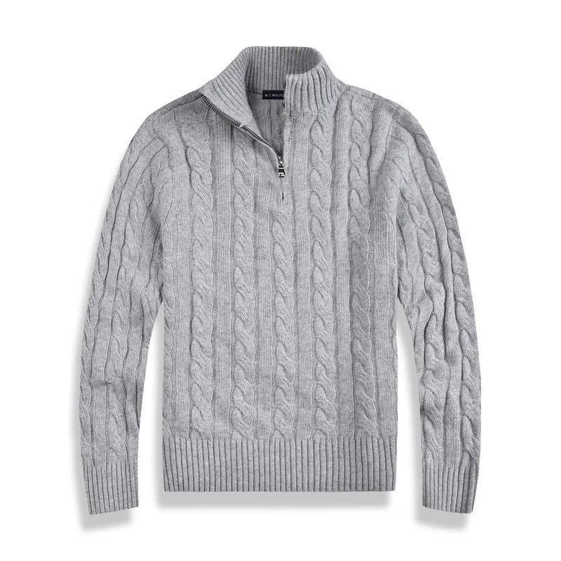 Quarter Zip Cable Knit Sweater for Men