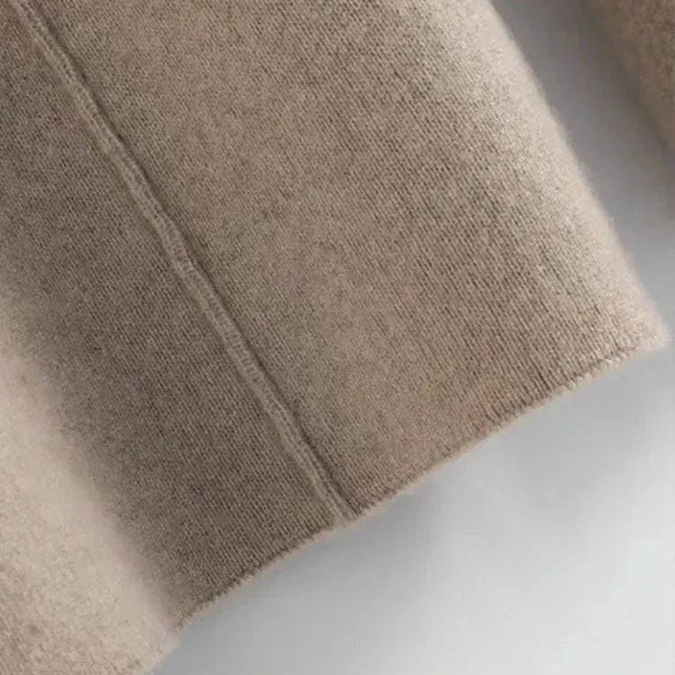 Cashmere-Look Knit Pants – Soft Wide-Leg Lounge Trousers in Taupe