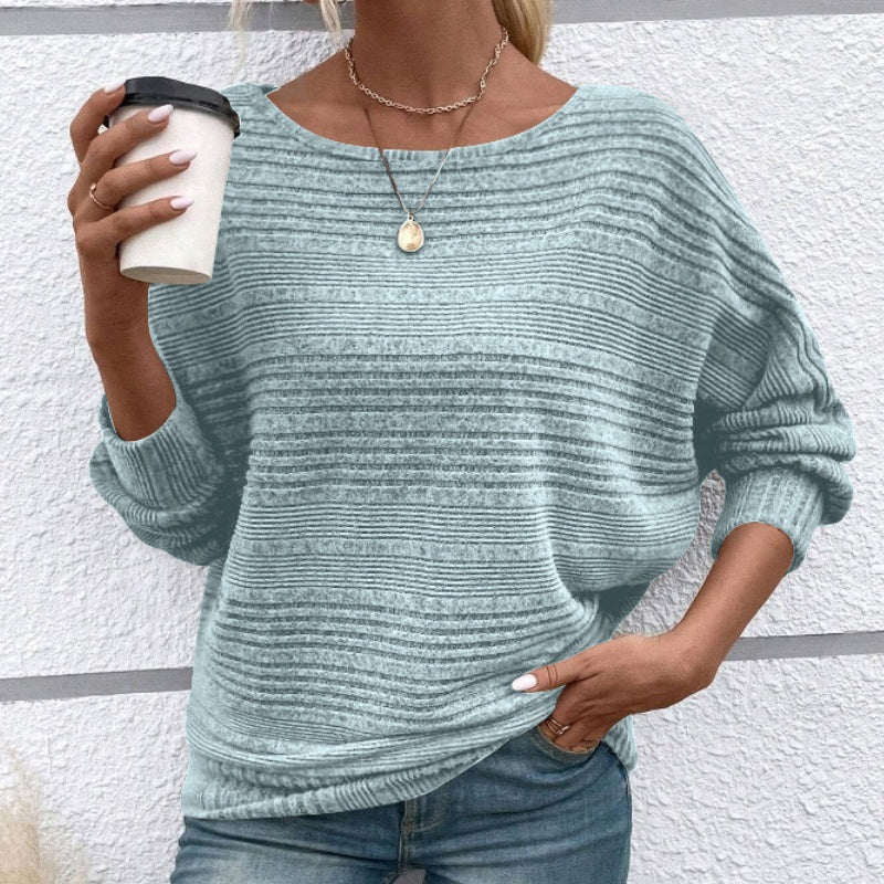 Striped Long Sleeve Top for Women – Round Neck Shirt for Everyday and Smart Casual Wear