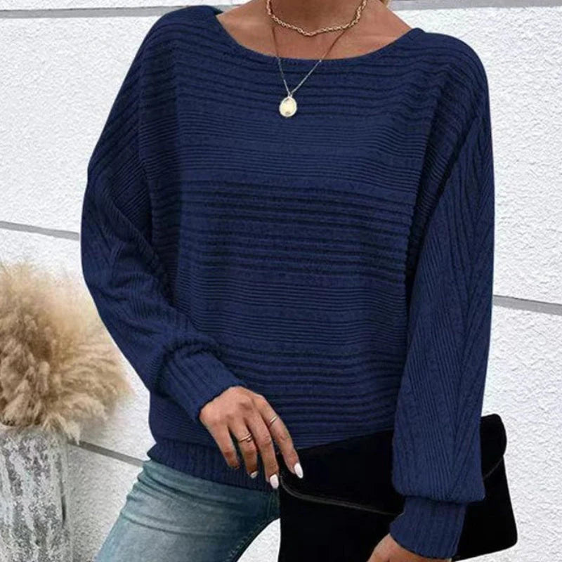 Striped Long Sleeve Top for Women – Round Neck Shirt for Everyday and Smart Casual Wear