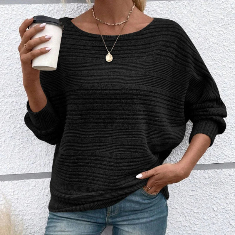 Striped Long Sleeve Top for Women – Round Neck Shirt for Everyday and Smart Casual Wear
