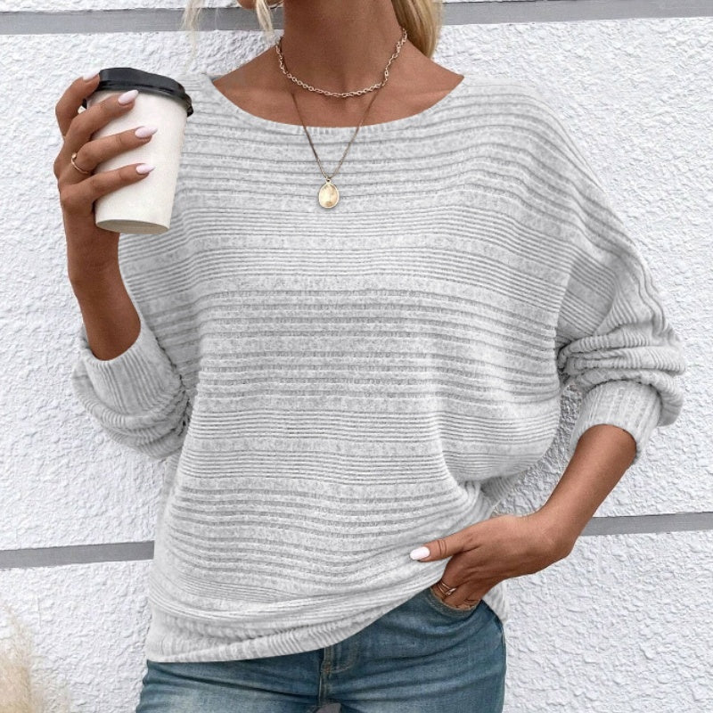 Striped Long Sleeve Top for Women – Round Neck Shirt for Everyday and Smart Casual Wear