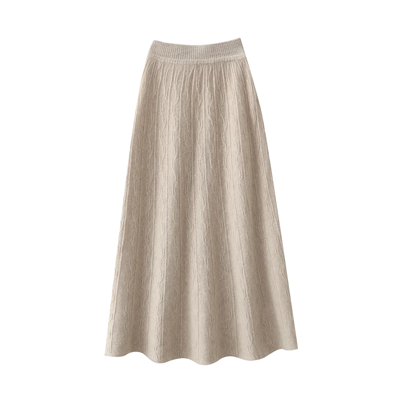 Merino Wool A-Line Midi Skirt – Soft, Warm & Elegant Knit Design