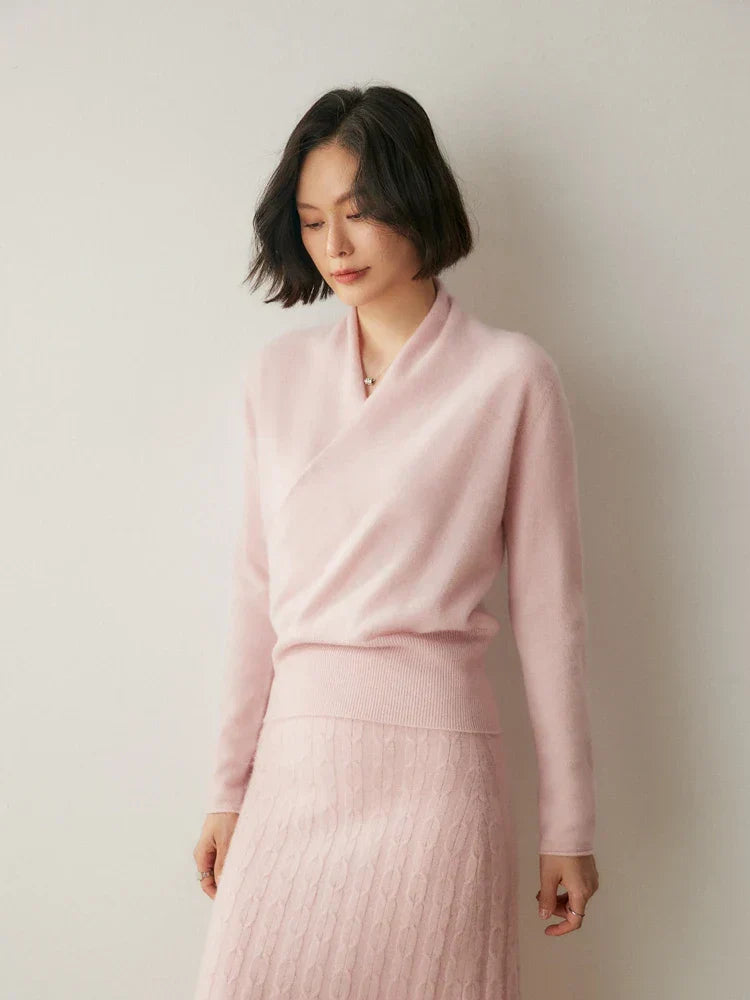 Women’s Cashmere Wrap Sweater – Soft Crossover Knit for Effortless Elegance