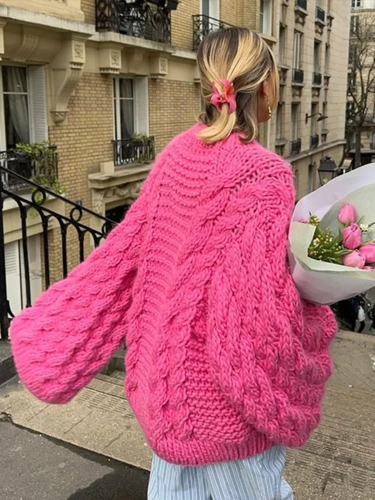 Women's Oversized Cable Knit Sweater | Warm and Cozy Winter Pullover