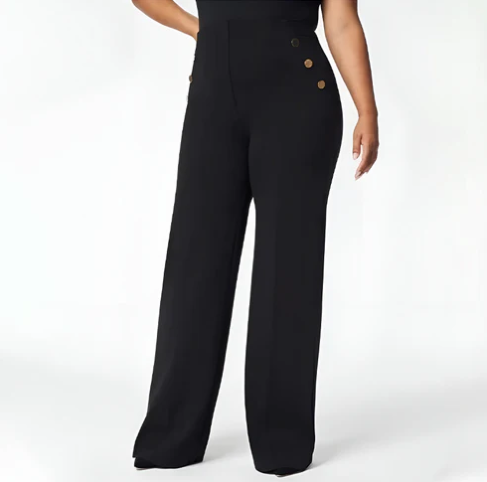 Women’s Plus Size Wide Leg Trousers – High Waisted Elegant Pants
