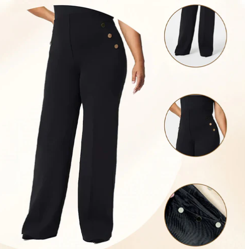 Women’s Plus Size Wide Leg Trousers – High Waisted Elegant Pants