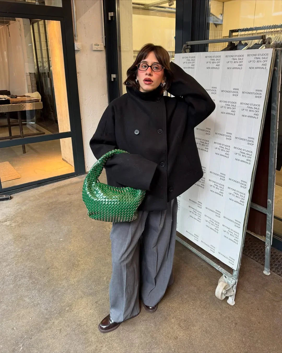 Cropped Double-Breasted Coat for Women