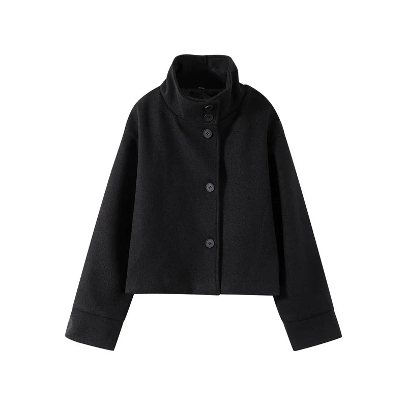 Cropped Funnel Neck Jacket for Women