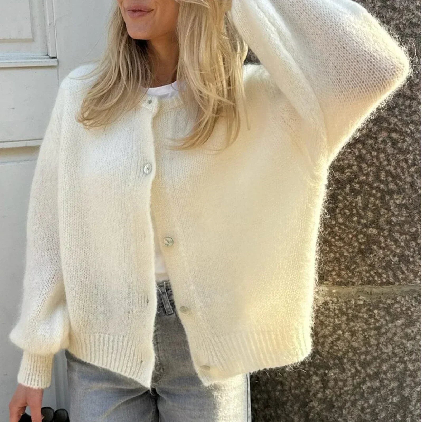 Button-Front Cardigan Sweater for Women