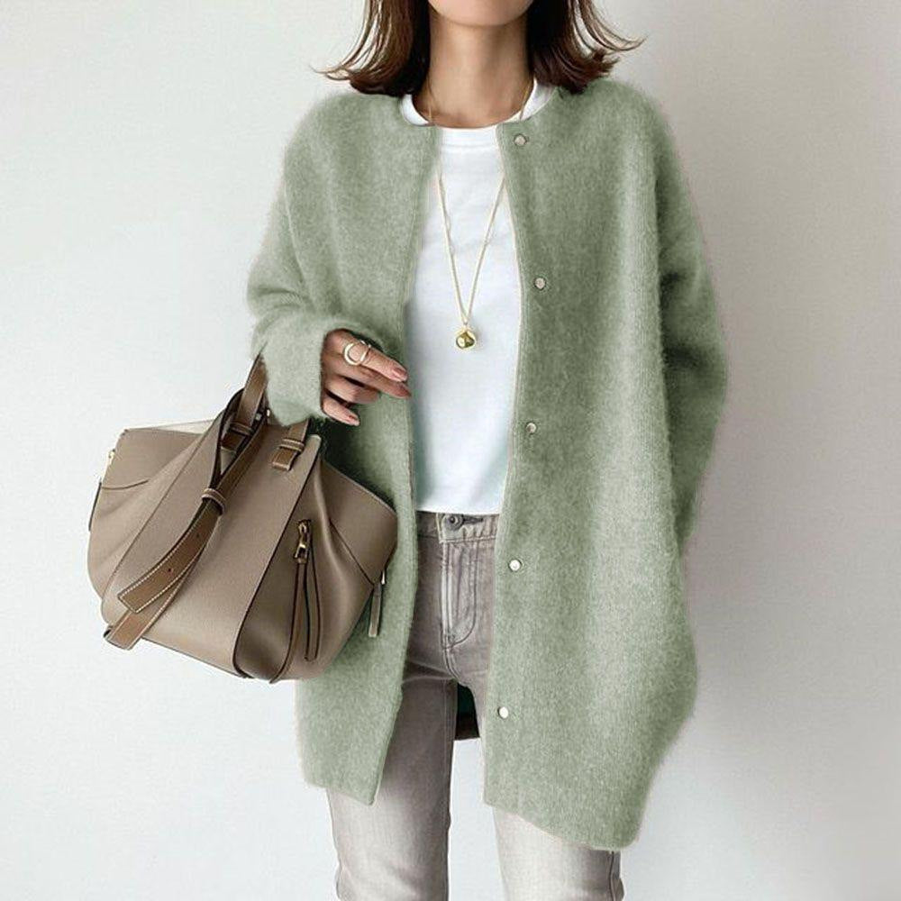 Women’s Longline Cardigan – Relaxed Acrylic Knit with Button Front & Pockets