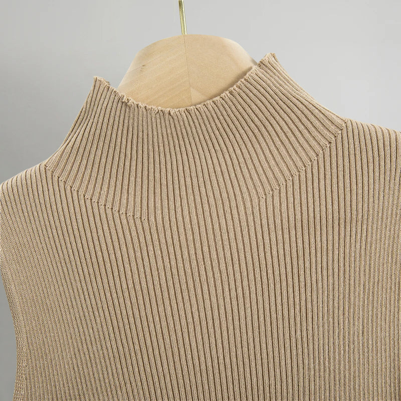 Knit Co-Ord Set for Women – Three-Piece Sleeveless Top, A-Line Skirt and Long Cardigan for Everyday Wear