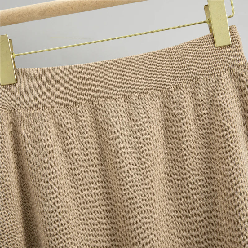 Knit Co-Ord Set for Women – Three-Piece Sleeveless Top, A-Line Skirt and Long Cardigan for Everyday Wear