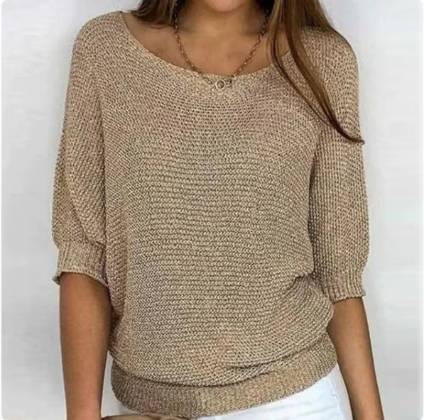 Lightweight Spring Sweater for Women – Breathable 3/4 Sleeve Jumper for Mild Weather