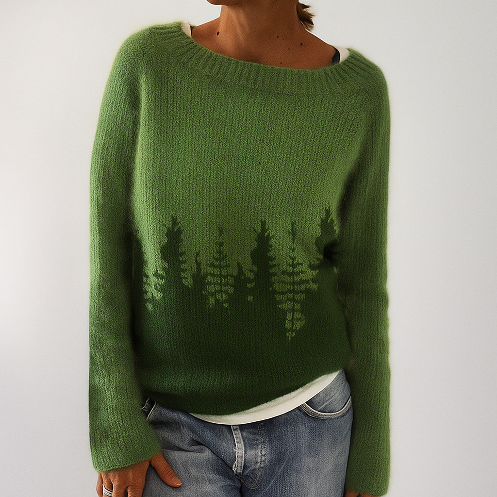 Stylish women's sweater with a retro pattern for fall