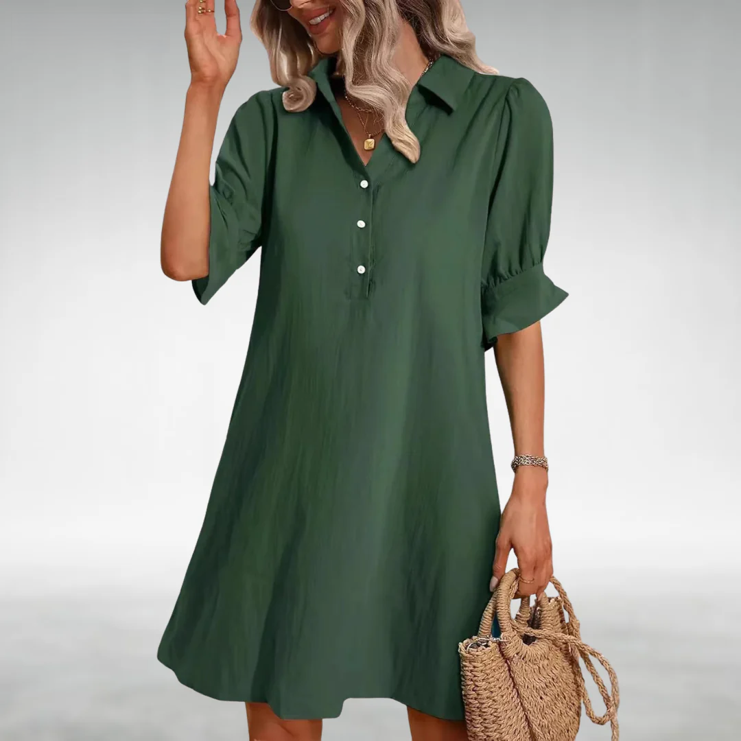 Women’s Shirt Dress – Relaxed Fit Lightweight Button-Down Day Dress