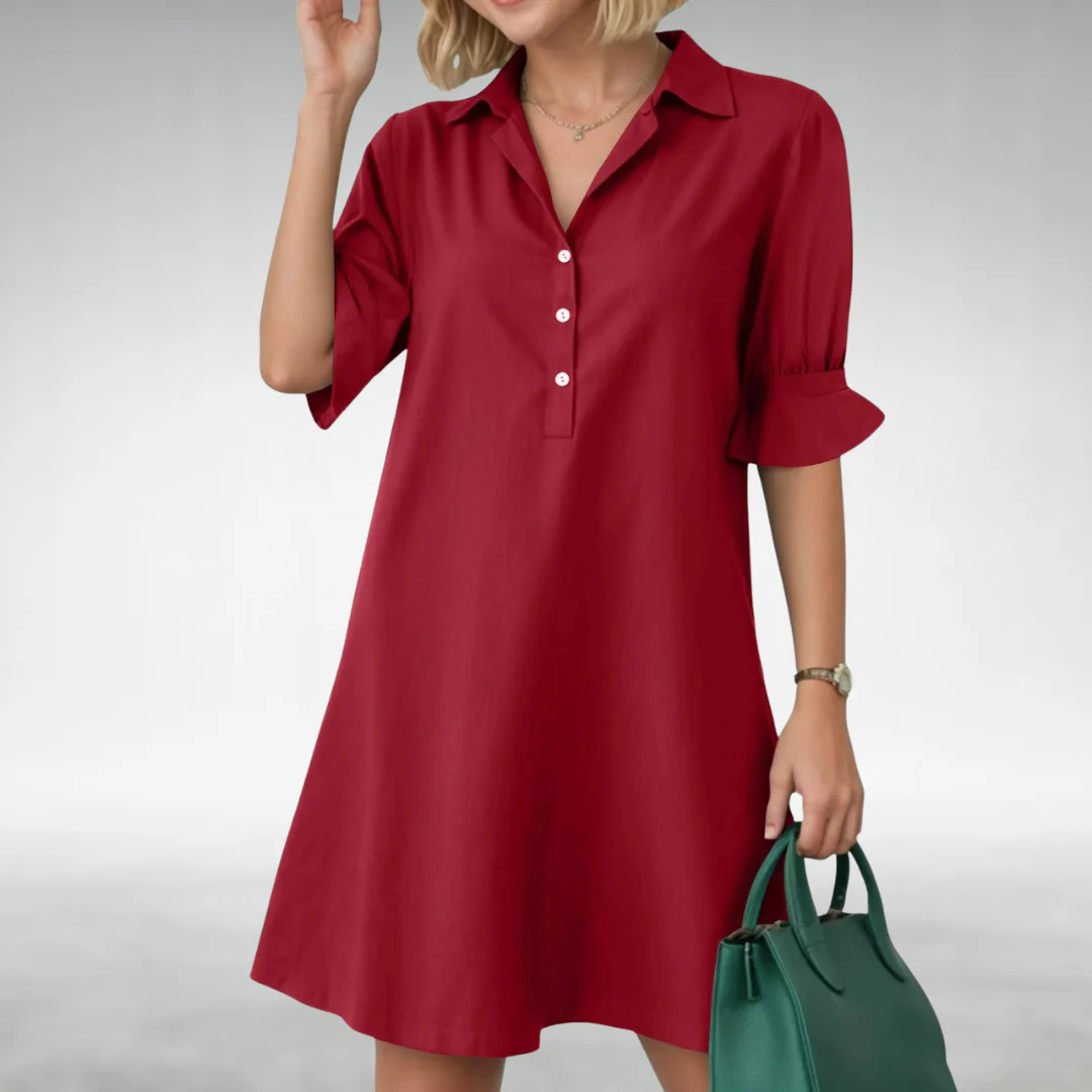 Women’s Shirt Dress – Relaxed Fit Lightweight Button-Down Day Dress