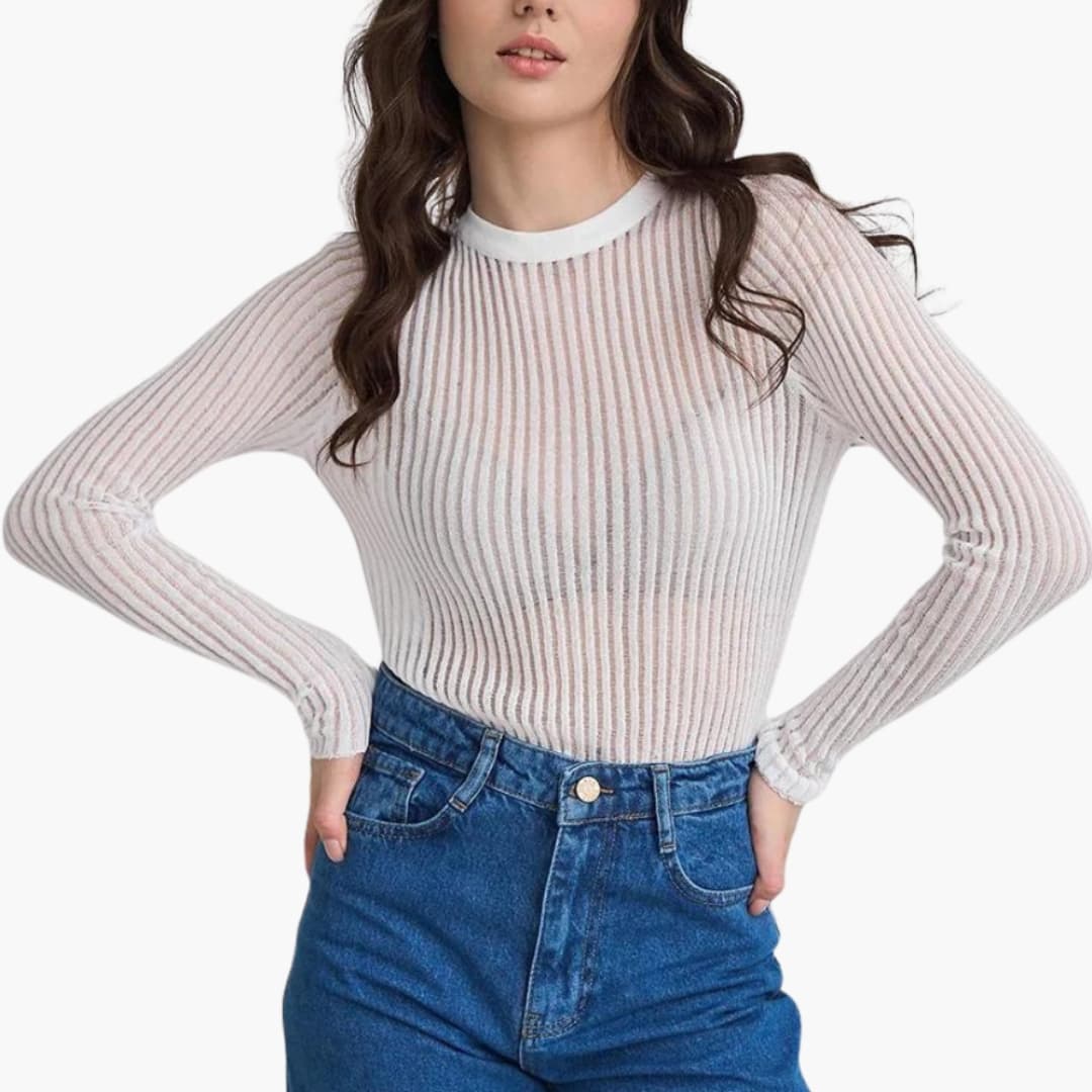 Long Sleeve Ribbed Top for Women