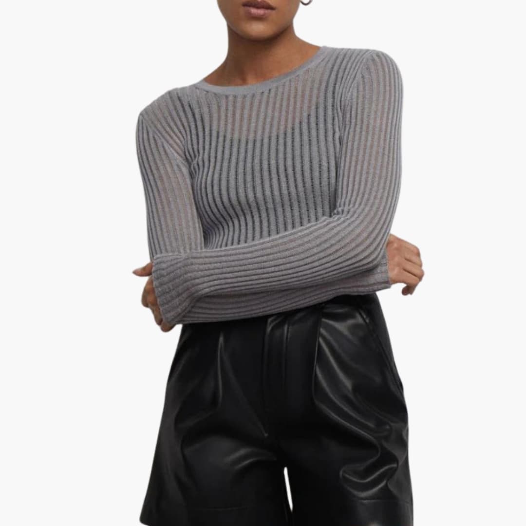 Long Sleeve Ribbed Top for Women
