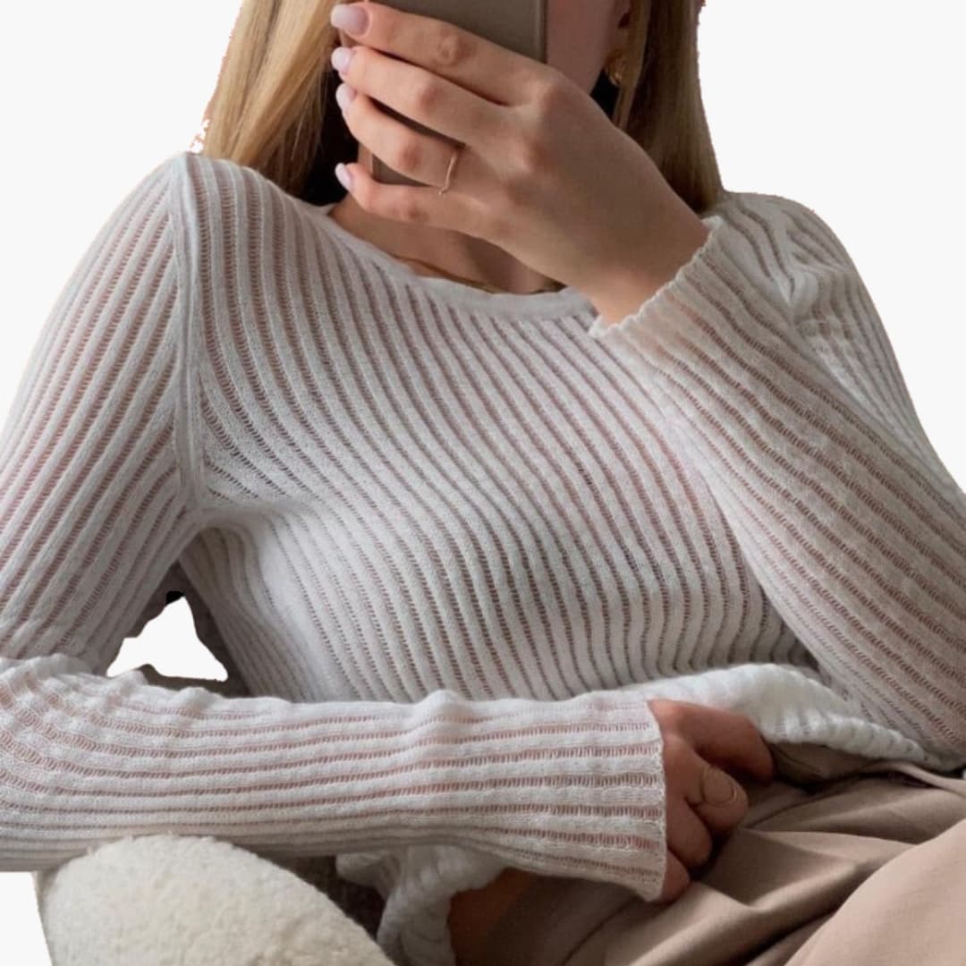 Long Sleeve Ribbed Top for Women