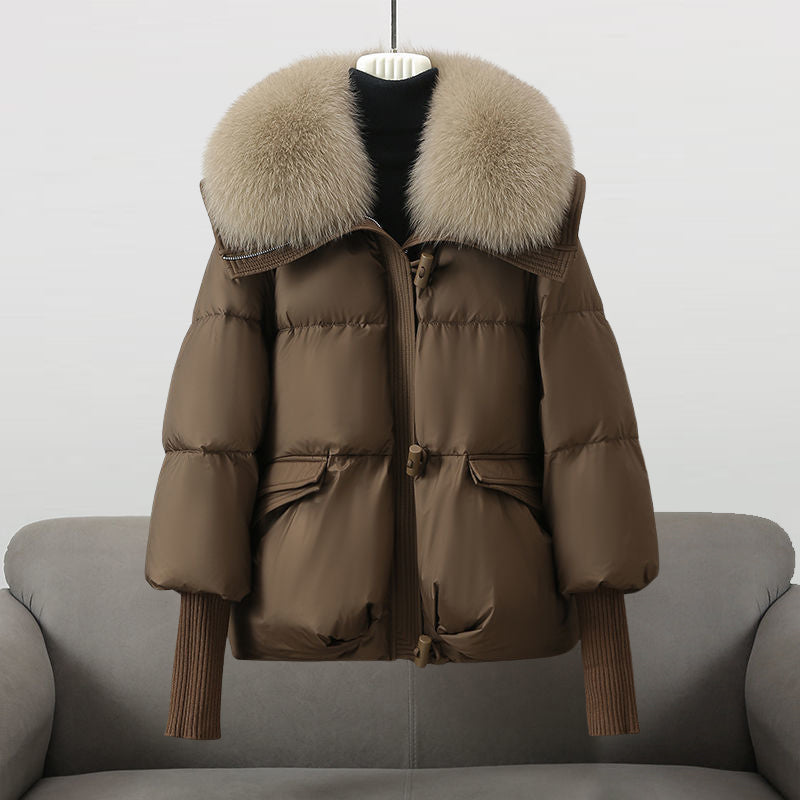 Women’s Faux-Fur Collar Puffer Jacket – Warm Lightweight Winter Coat