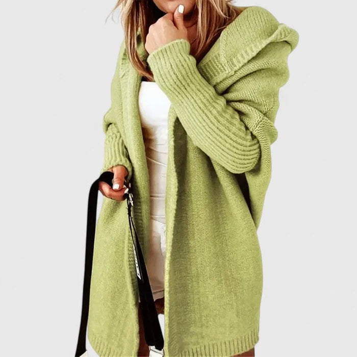 Women’s Hooded Knit Cardigan – Soft Open Front Cosy Everyday Layer