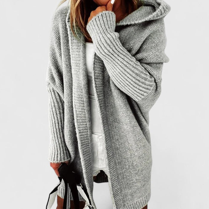 Women’s Hooded Knit Cardigan – Soft Open Front Cosy Everyday Layer