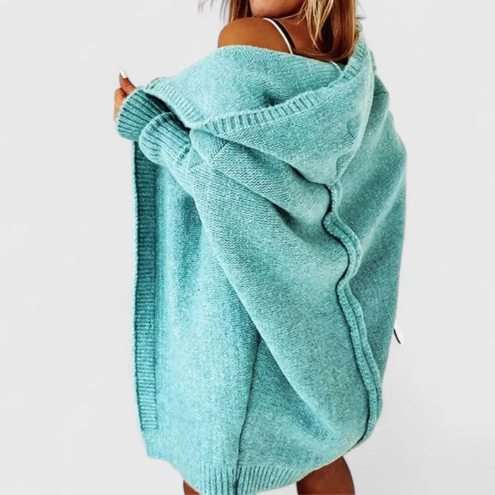 Women’s Hooded Knit Cardigan – Soft Open Front Cosy Everyday Layer