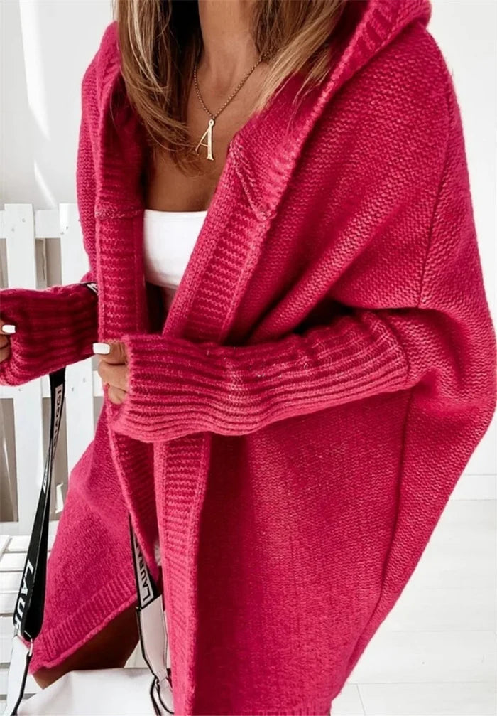 Women’s Hooded Knit Cardigan – Soft Open Front Cosy Everyday Layer
