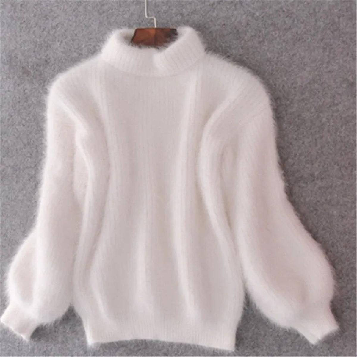 Turtleneck Ribbed Knit Sweater for Women