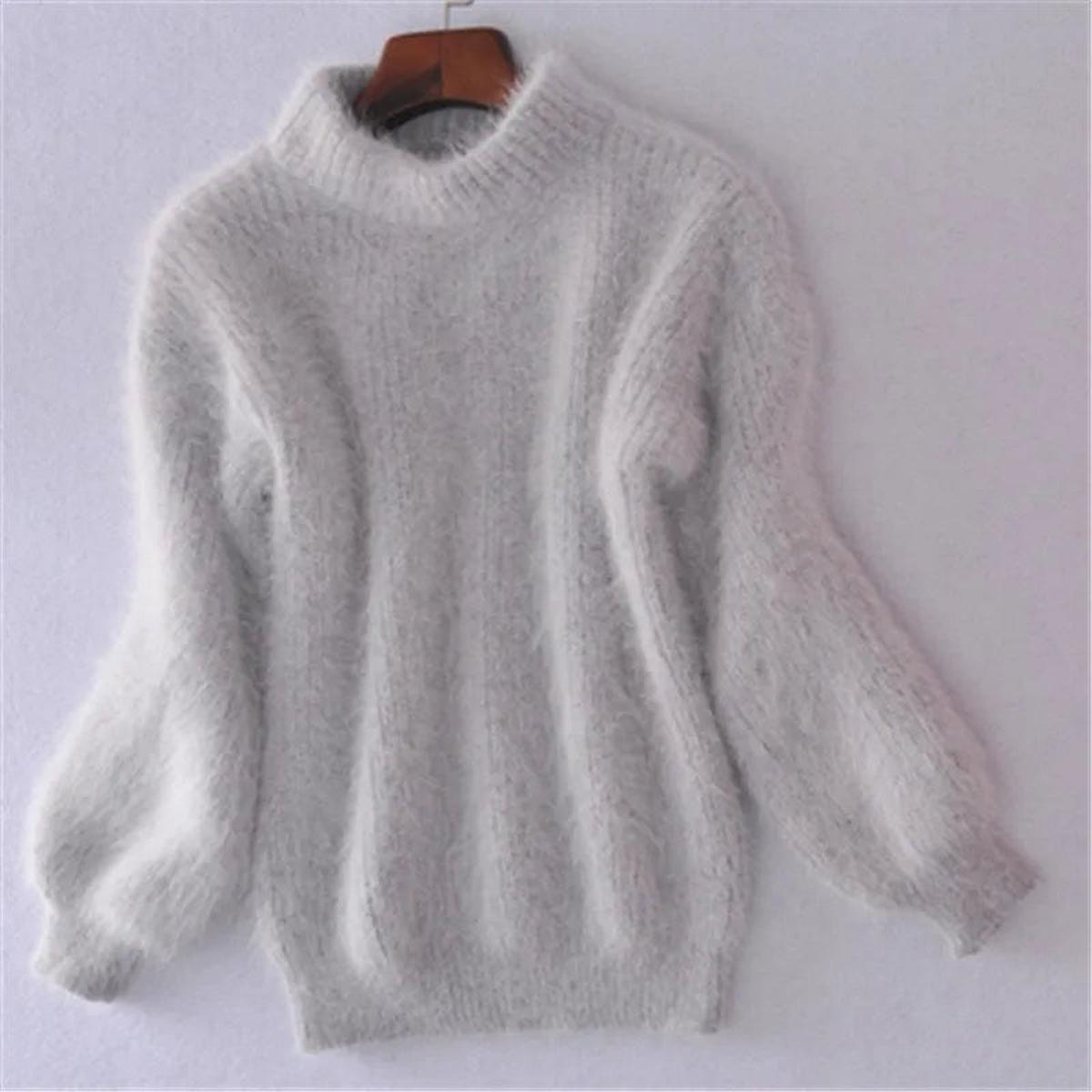 Turtleneck Ribbed Knit Sweater for Women