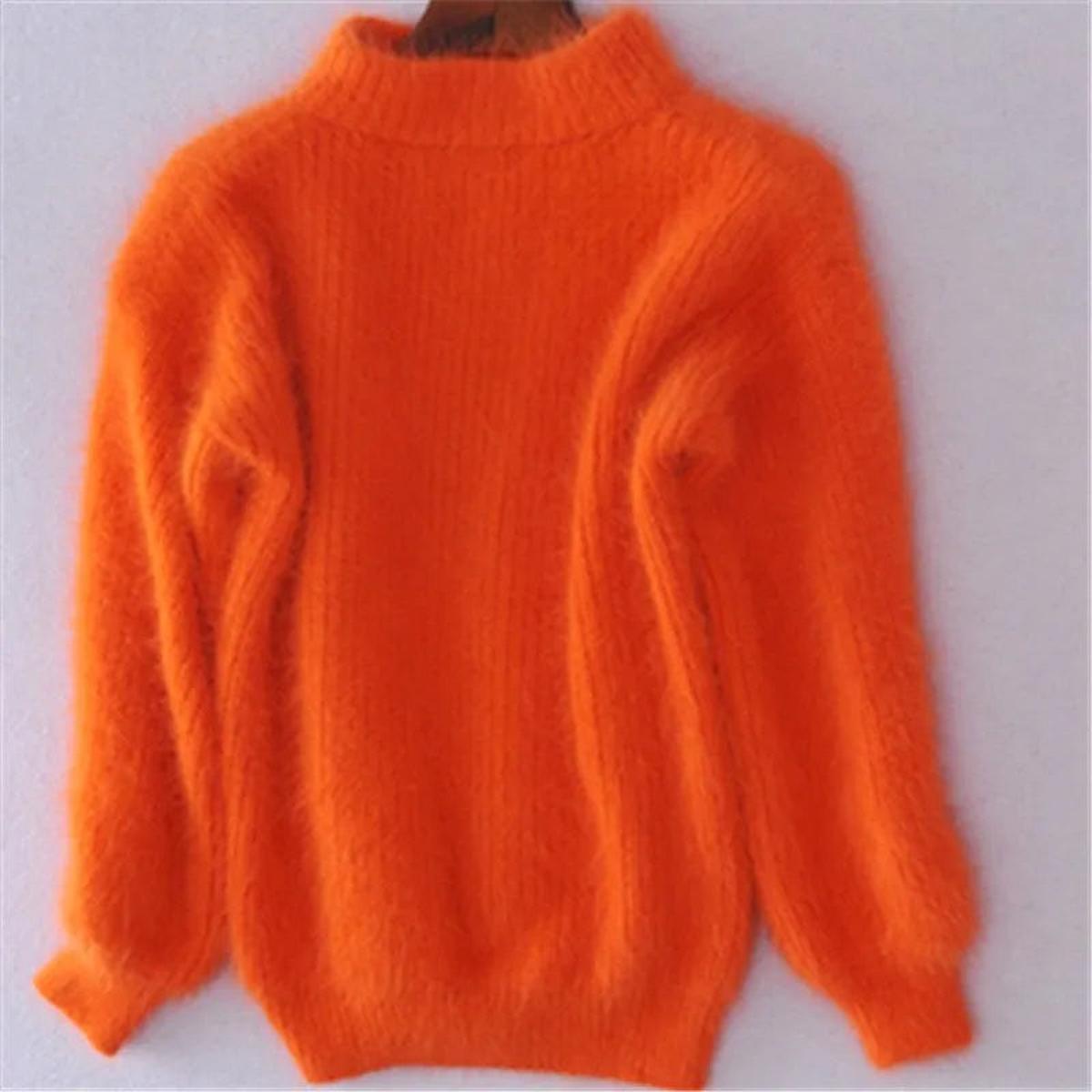 Turtleneck Ribbed Knit Sweater for Women