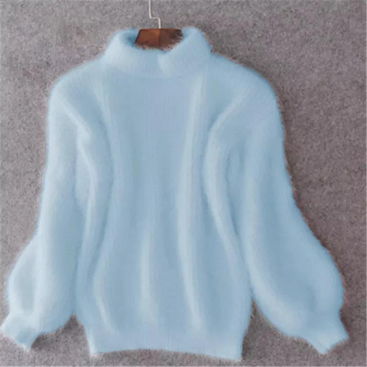Turtleneck Ribbed Knit Sweater for Women