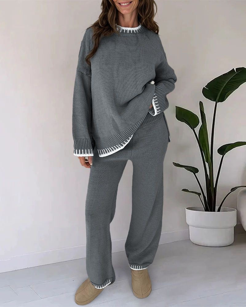 Cozy Knitted Winter Set – Soft Two-Piece Lounge & Casual Wear for Women