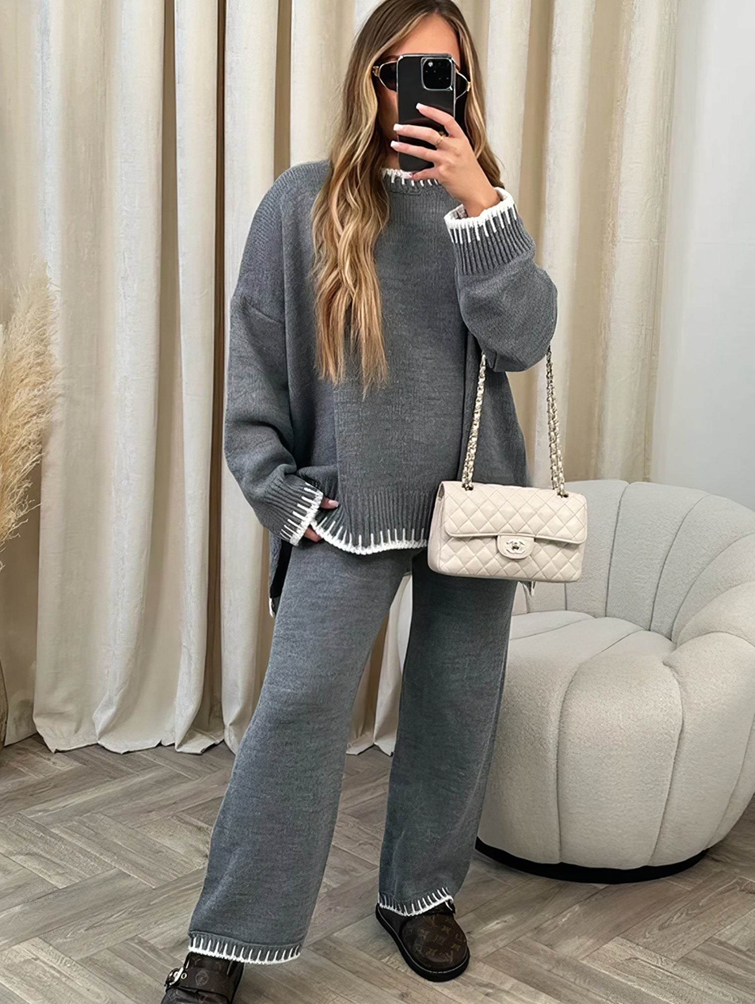 Cozy Knitted Winter Set – Soft Two-Piece Lounge & Casual Wear for Women