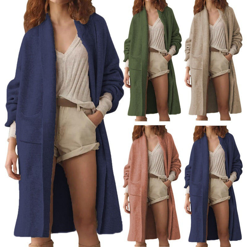 Women’s Merino Wool Cardigan – 100% Wool Open-Front Knit with Pockets