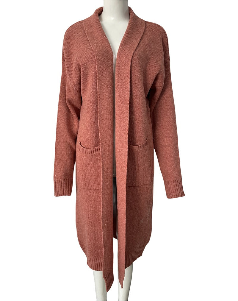 Women’s Merino Wool Cardigan – 100% Wool Open-Front Knit with Pockets