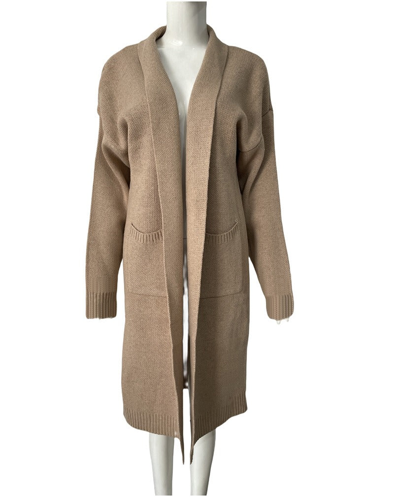 Women’s Merino Wool Cardigan – 100% Wool Open-Front Knit with Pockets